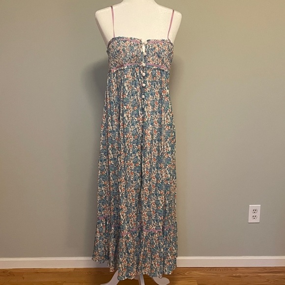 Free People Floral Blue and Pink Maxi Dress - Picture 1 of 11